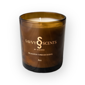 Savvy Scents by Sherrie, Spanish Moss Amber, Premium Soy Blended Candle, 8 Ounces