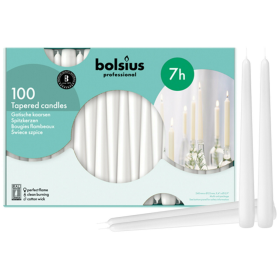 Bolsius White Taper Candles 10 Inch- 100 Pack Burn Time 7 Hr Home Décor Church Candles