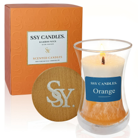 Orange Scented Candles for Home-Jar candles 3.5 oz - Wooden Wick Candle Burn Time 30+H-Candles Gift for Women